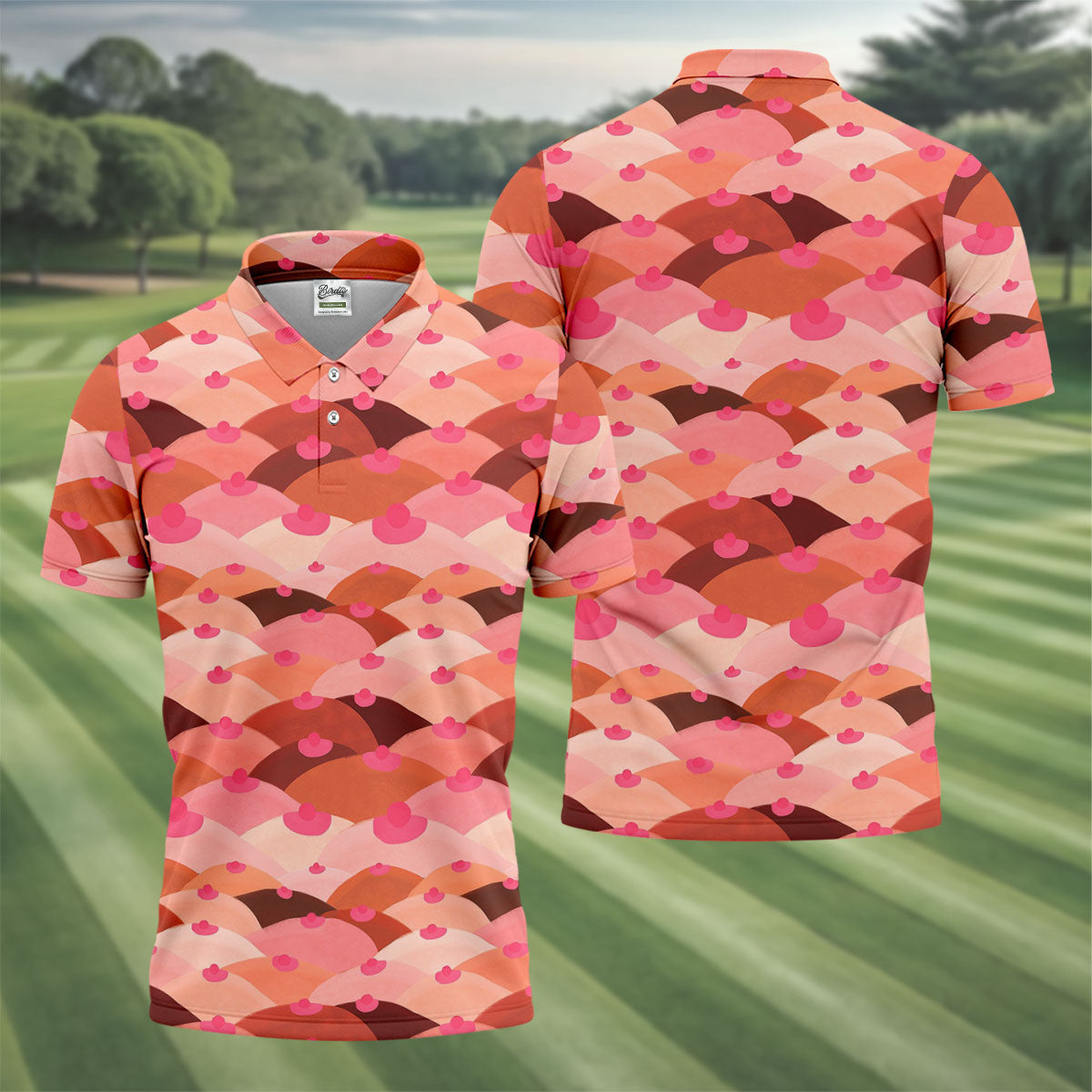 Funny Pink Abstract Body Print Golf Shirt, Men's Golf Shirt, Golf Shirts For Men, Polo Shirts For Men