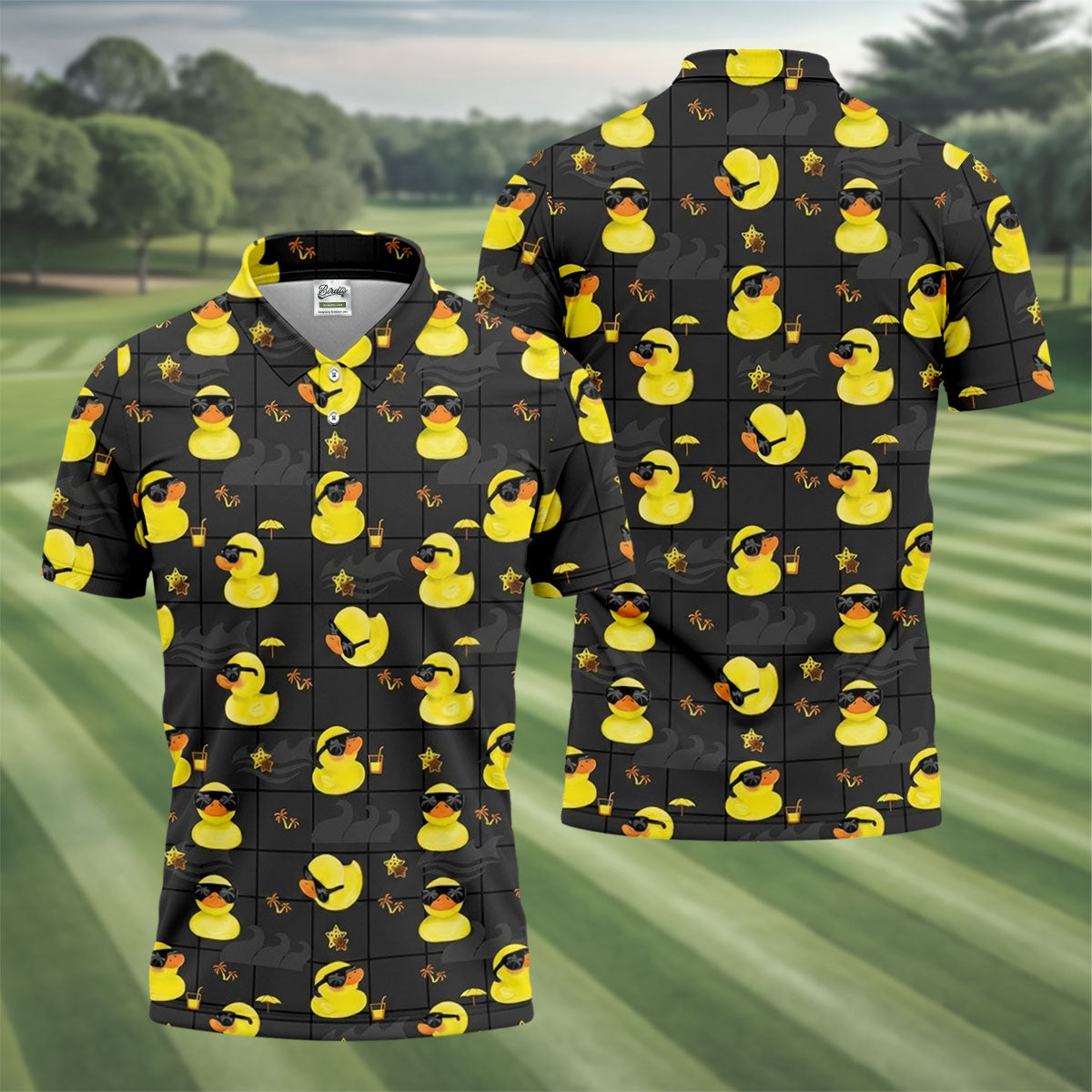 Yellow Rubber Duck Men's Funny Golf Shirts, Black Golf Shirt, Polo ShirtFor Men, Golf Shirts For Men