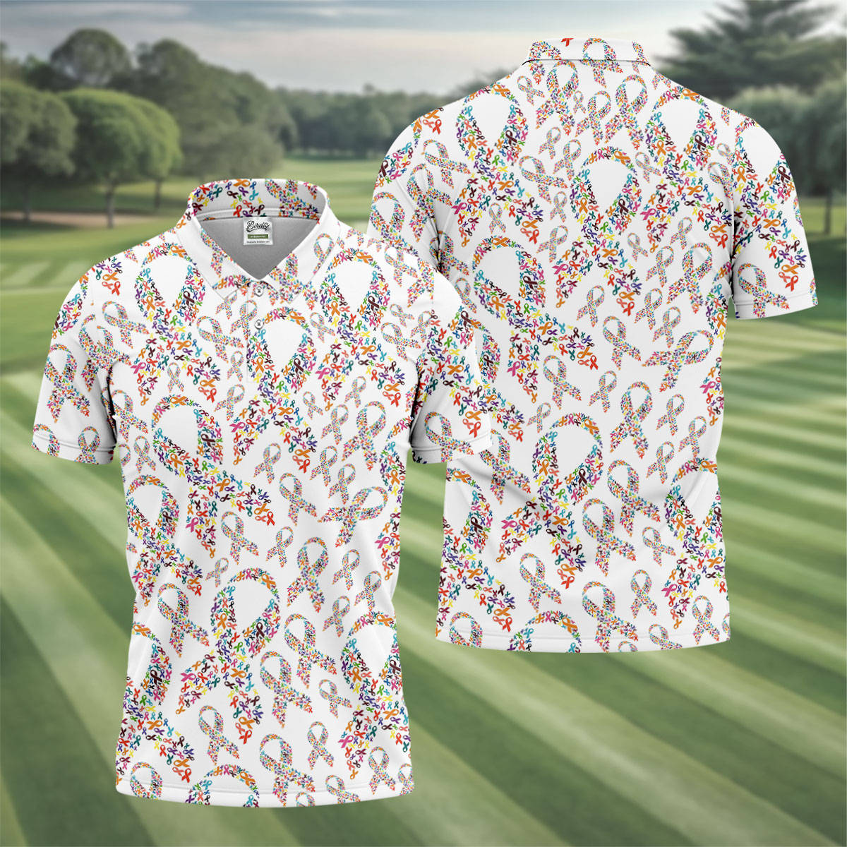 Cancer Awareness Men's Golf Shirt, Cancer Survivor Shirt, Golf Polo Shirt Golf Gift For Men