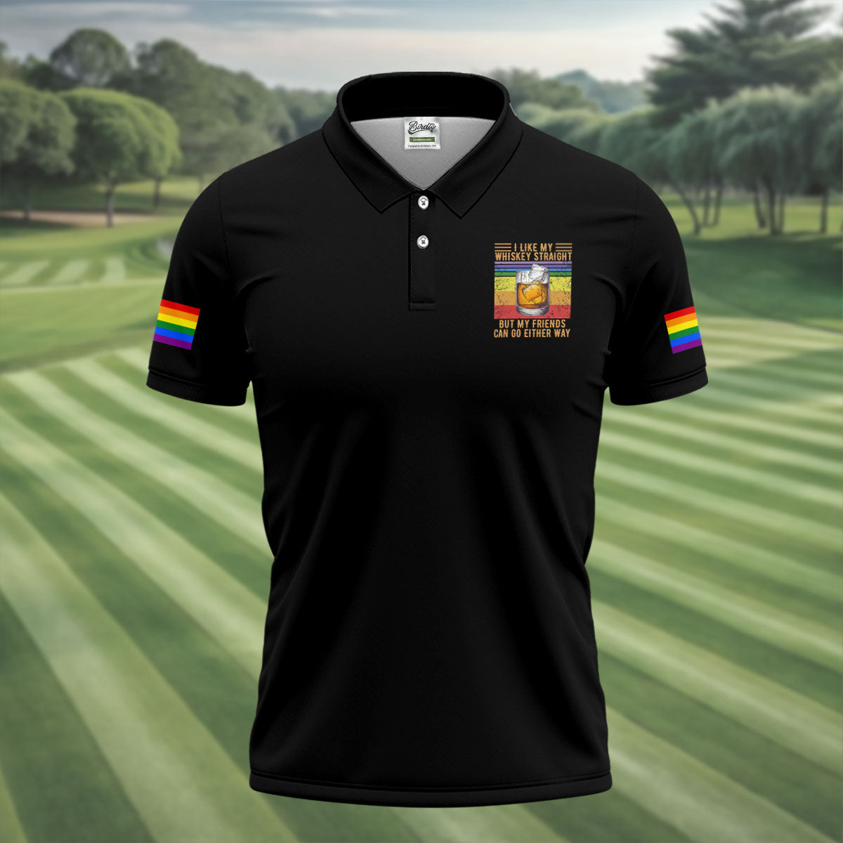 I Like My Whiskey Straight LGBT Pride Month Men's Funny Golf Shirts, LGBT Support Pride Shirt