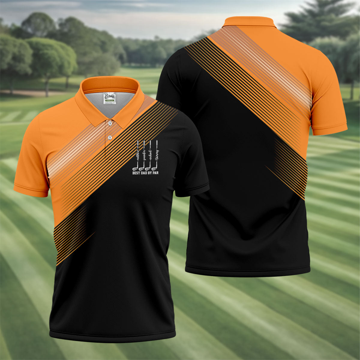 Best Dad By Par Diagonal Striped Father's Day Golf Shirt, Golf Gift For Dad, Polo Shirtor Men