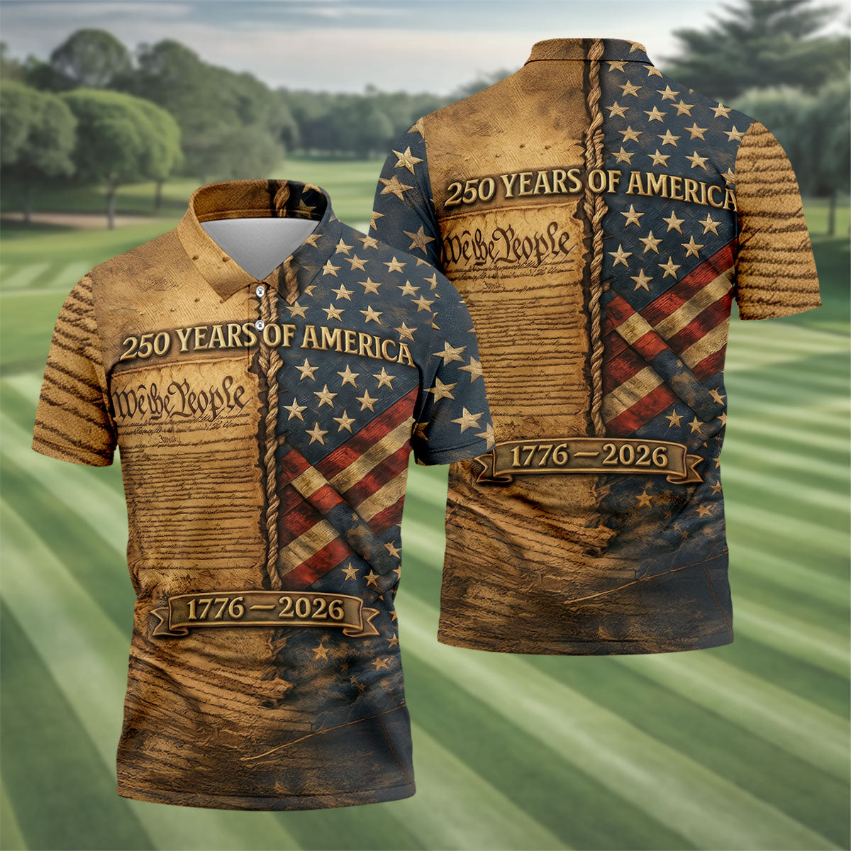 We The People 250 Years Of America 1776-2026 4th Of July Golf Shirt, Retro Golf Shirt, Golf Shirts For Men