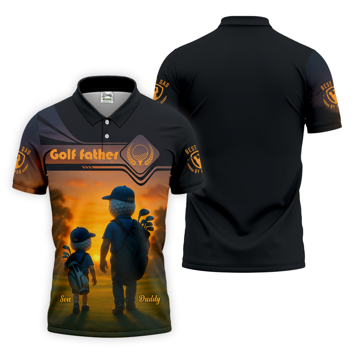 Golf Father Custom Men's Golf Polo ShirtFunny Golf Shirt, Christmas Golf Gift