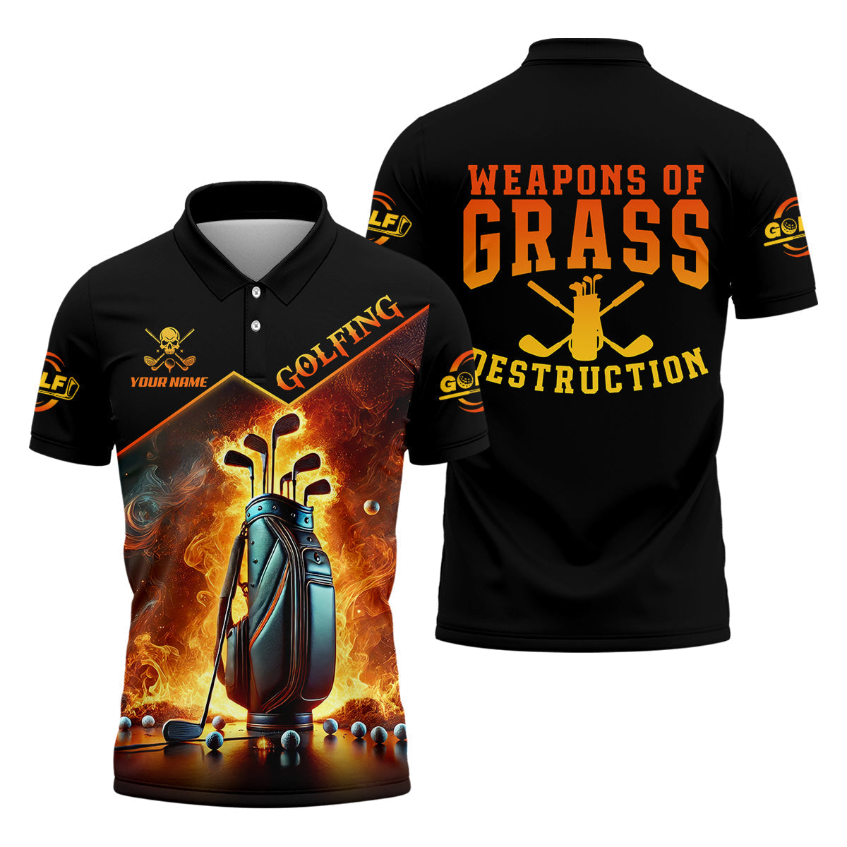 Weapons Of Grass Destruction Custom Men's Golf Polo Shirtad Golf Gift