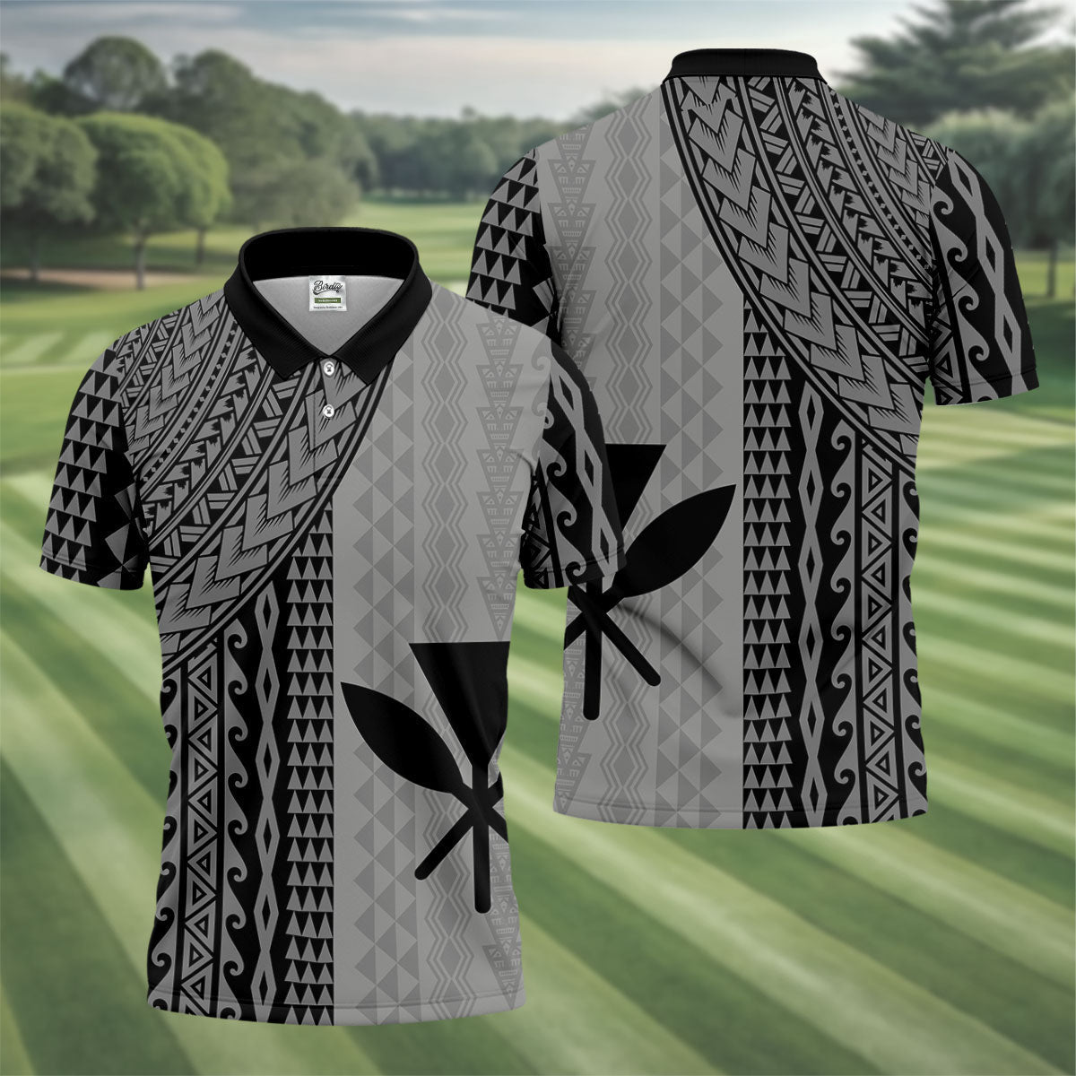 Polynesian Tribal Pattern Vintage Golf Shirt, Hawaiian Golf Shirt, Polo Shirtor Men