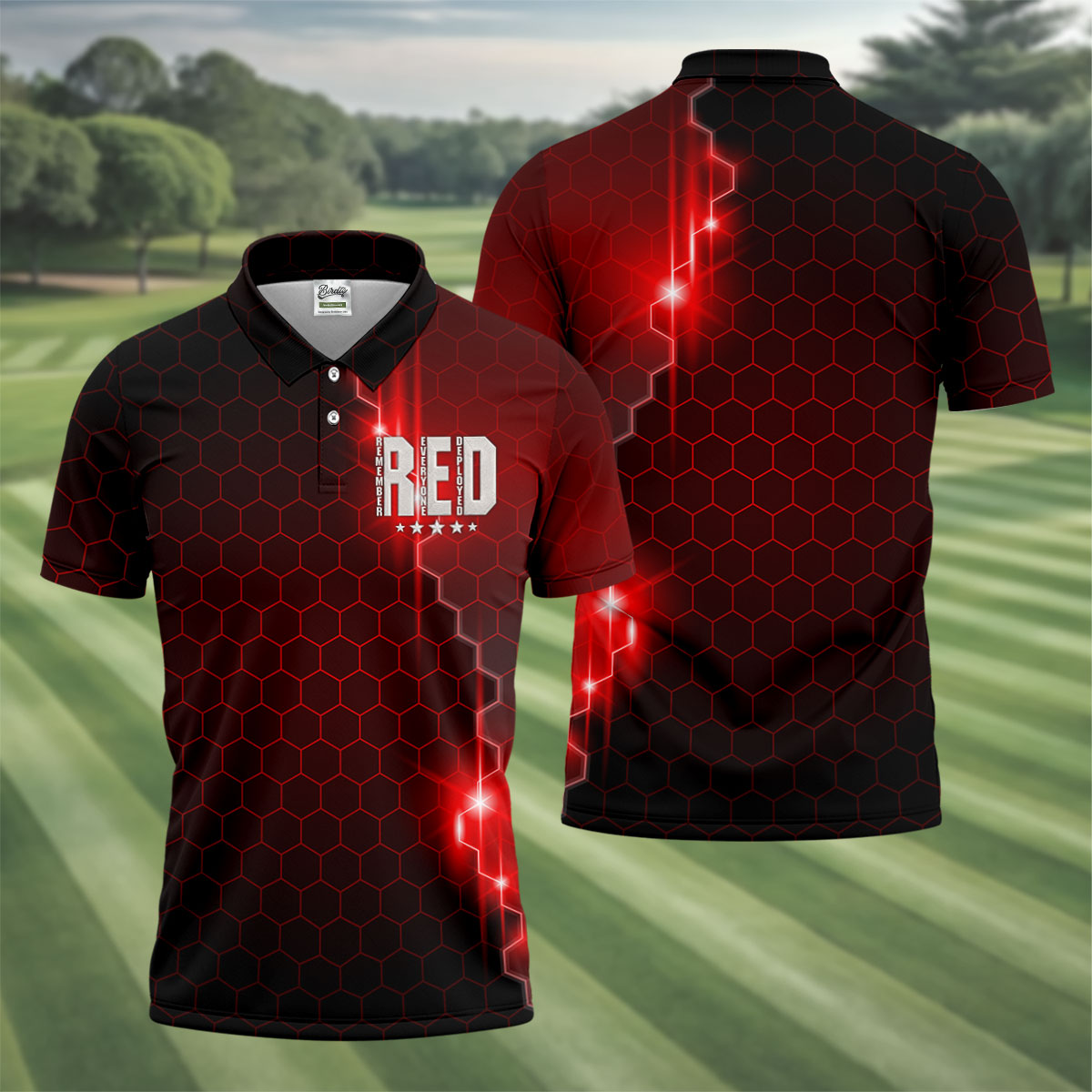 Remember Everyone Deployed Hexagonal Gradient Father's Day Golf Shirt, 250 Years Polo Shirt Men