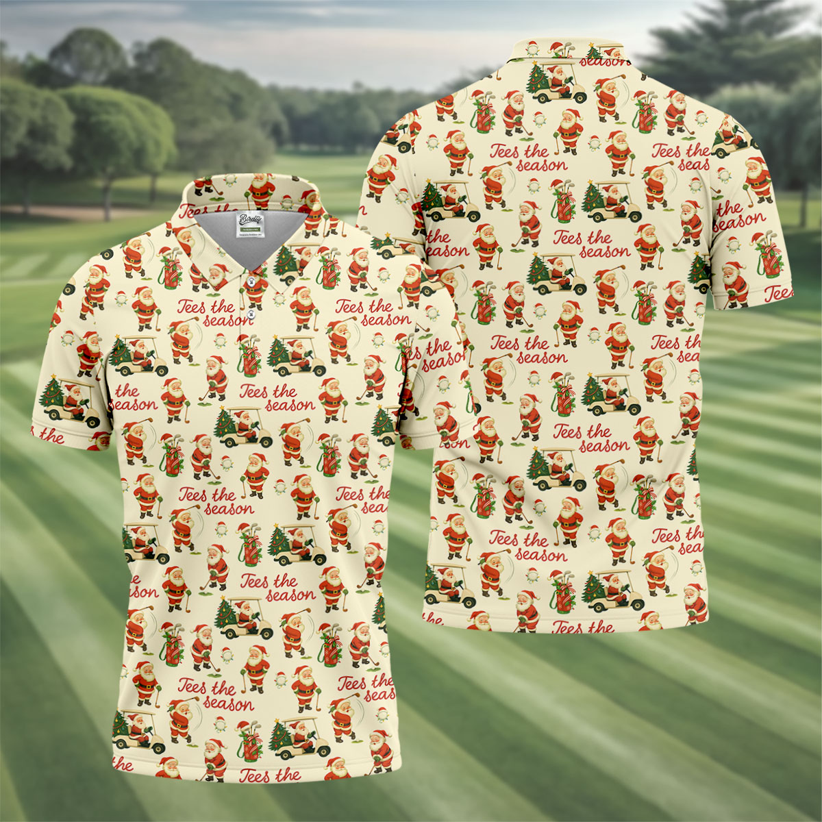 Tees The Season Funny Santa Claus Golf Tops For Men, Christmas Golf Shirt, Polo ShirtFor Men, Golf Gift For Men