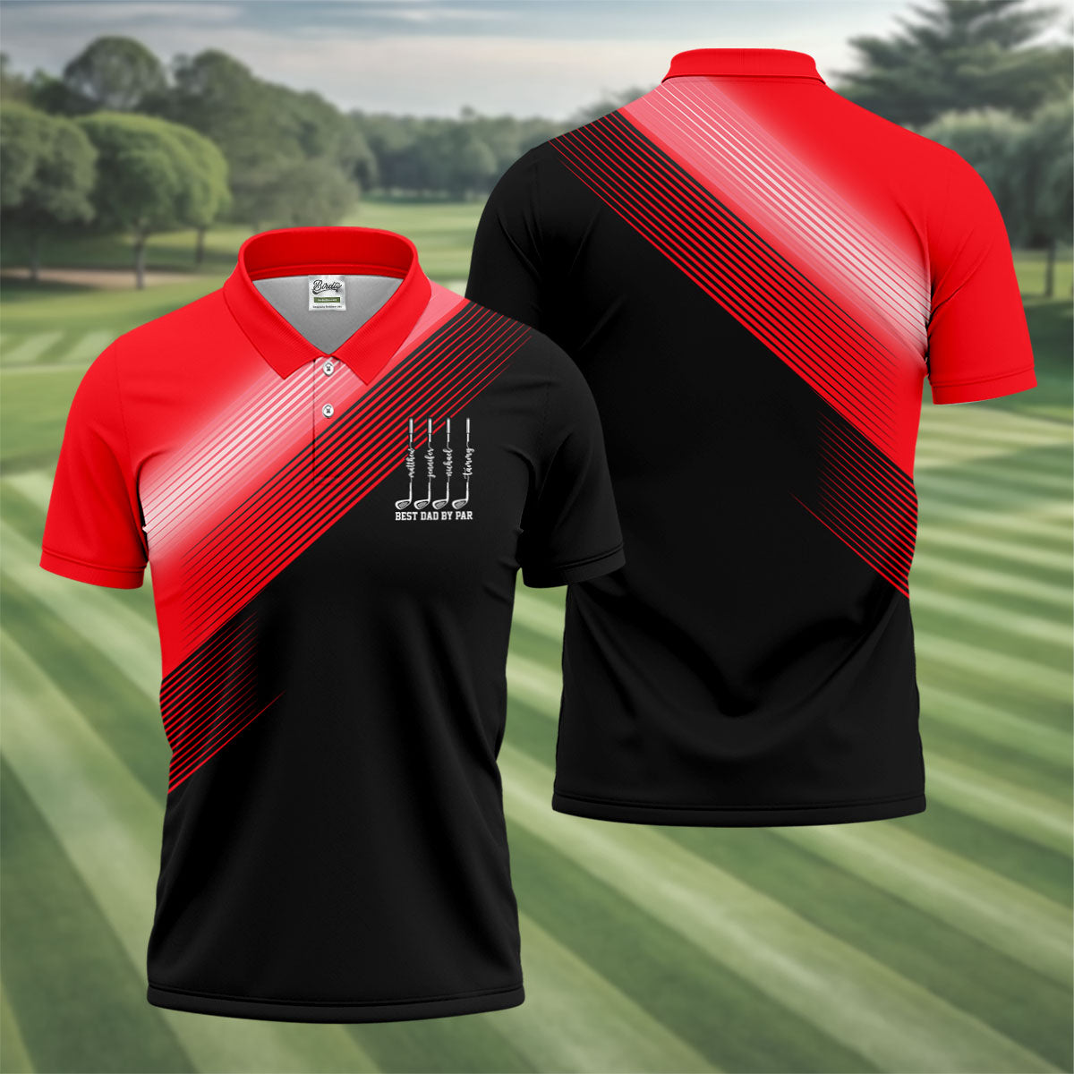 Best Dad By Par Diagonal Striped Father's Day Golf Shirt, Golf Gift For Dad, Polo Shirtor Men