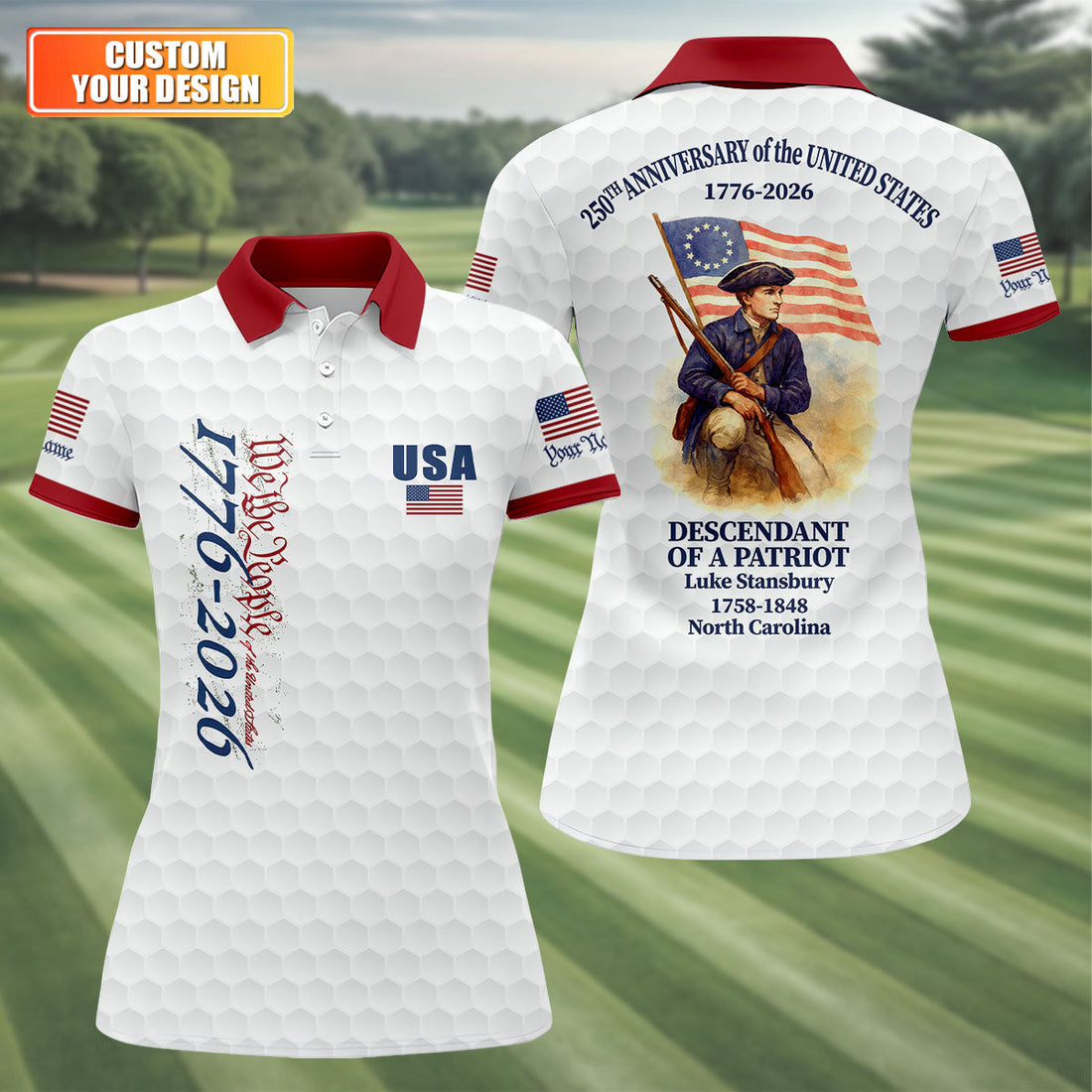 Descendant Of A Patriot We The People Golf Shirt For Women, Patriotic 4th Of July Golf Shirt