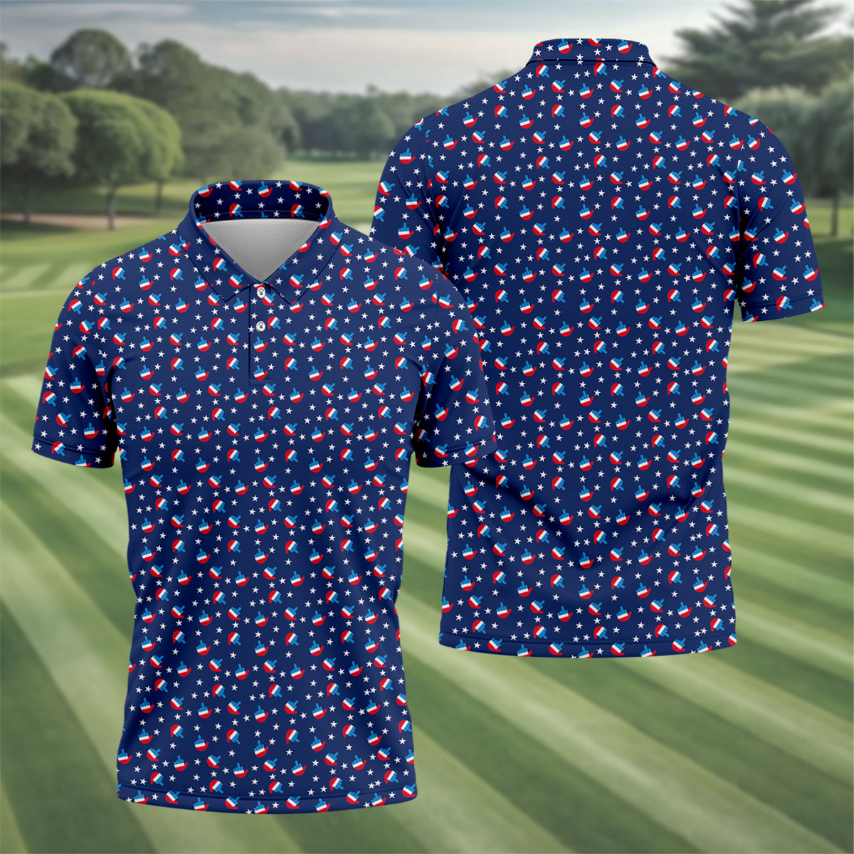 Red White Blue Dirty Finger 4th Of July Golf Shirt, Patriotic Golf Shirt, 250th Anniversary Men's Funny Golf Shirts