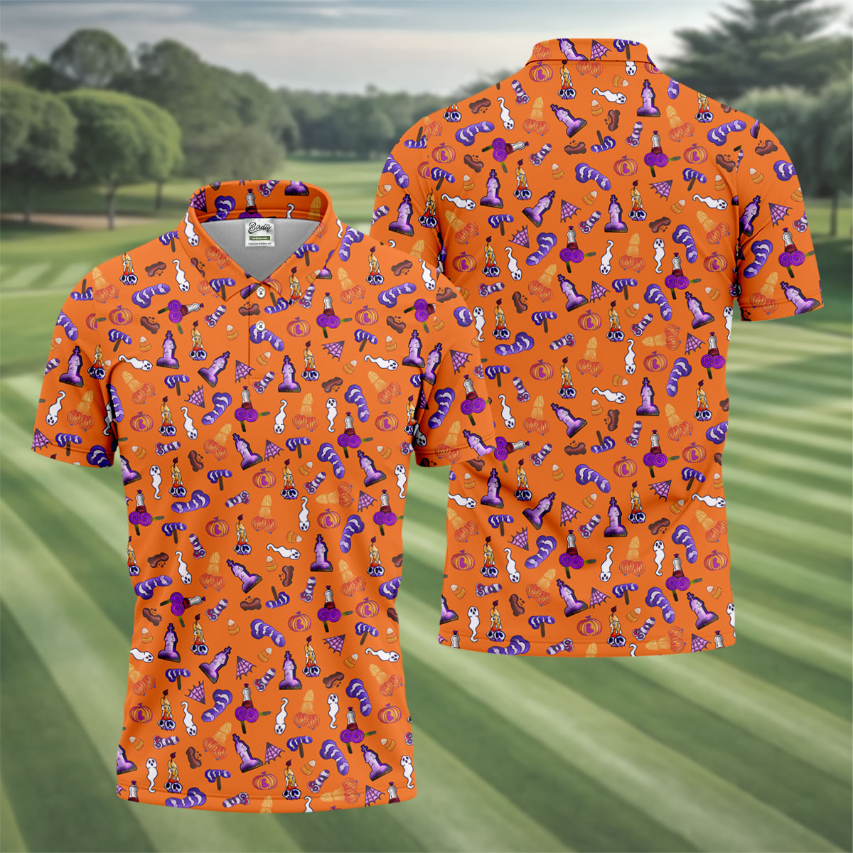Funny Dirty Orange And Purple Halloween Golf Shirt, Fun Golf Shirts For Men, Cool Golf Gift