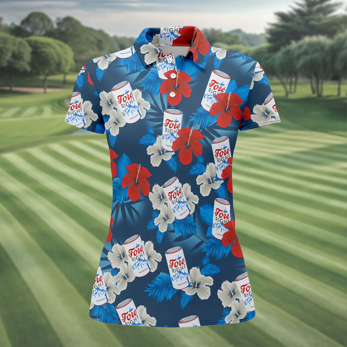Fore Right Cold As Slice Golf And Beer Tropical Floral Golf Shirt For Women, Ladies Golf Shirts