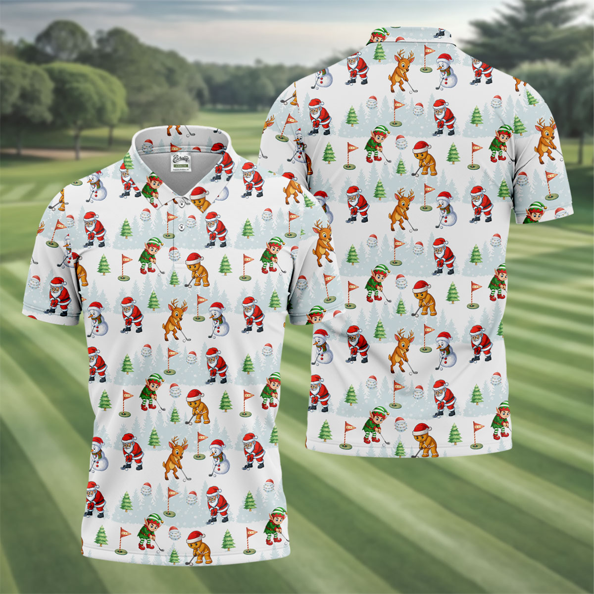 Classic Christmas Characters Golf Tops For Men, Cute Golf Outfit, Fun Golf Shirts For Men, Christmas Golf Shirt