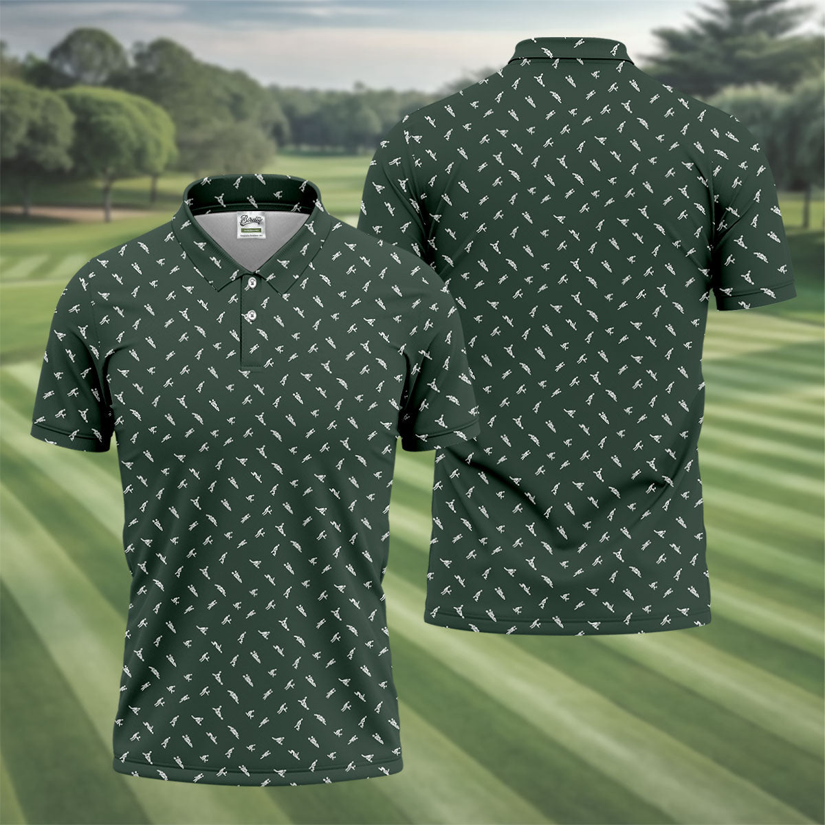 Naughty Position Dark Green Fun Golf Shirts For Men, Valentines Golf Gift, Polo ShirtFor Men, Golf Gift For Men