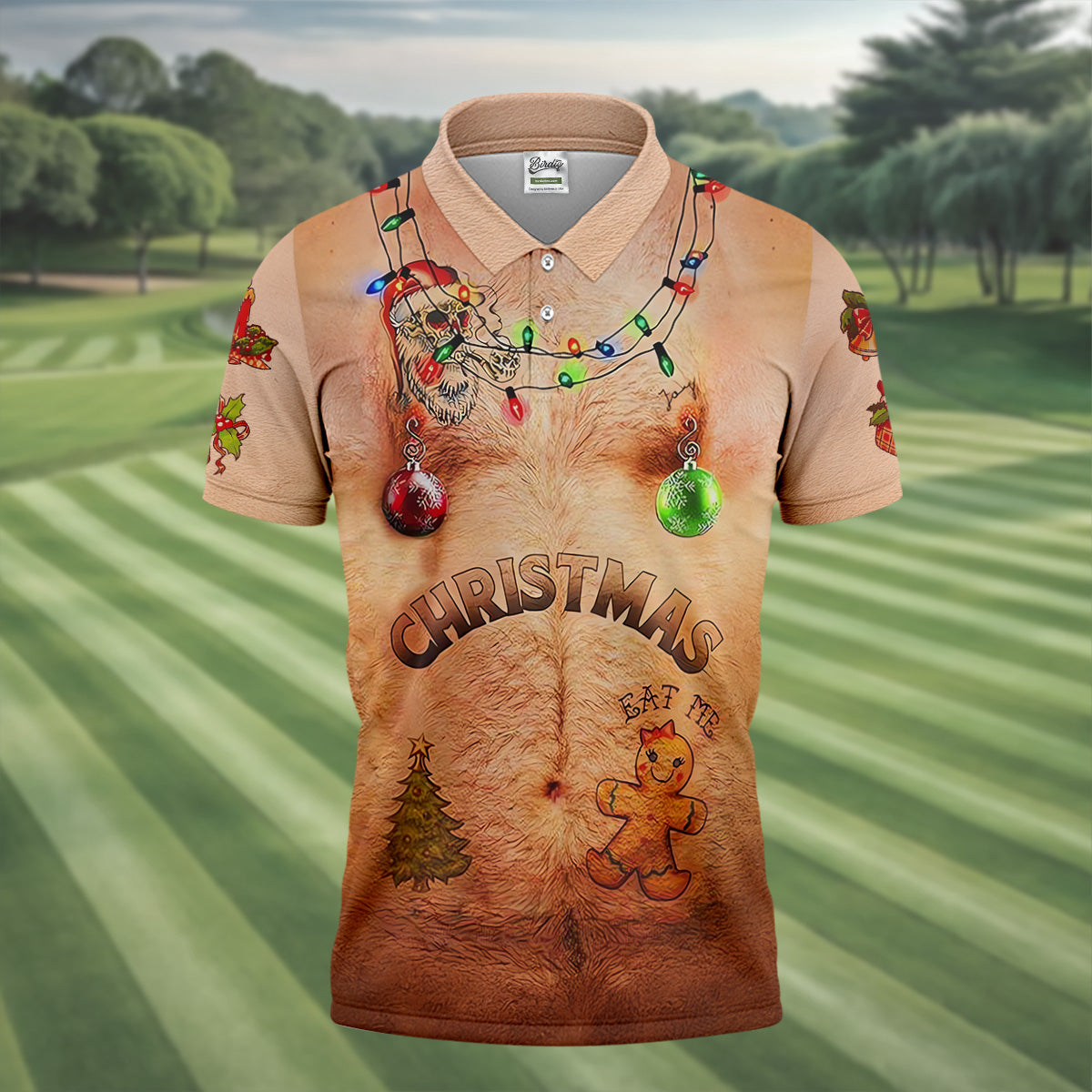 Eat Me Funny Christmas Golf Shirt, Fun Golf Shirts For Men, Unique Gift For Golfer, Polo Shirt Men