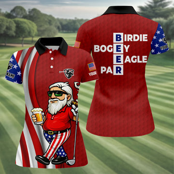 Patriotic Man Golf And Beer Funny 4th Of July Red Golf Shirt, 250 Years Of America Women's Golf Tops