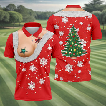 Funny Santa Costume Snowflake Christmas Golf Shirt, Men's Golf Shirt, Printed Golf Shirts