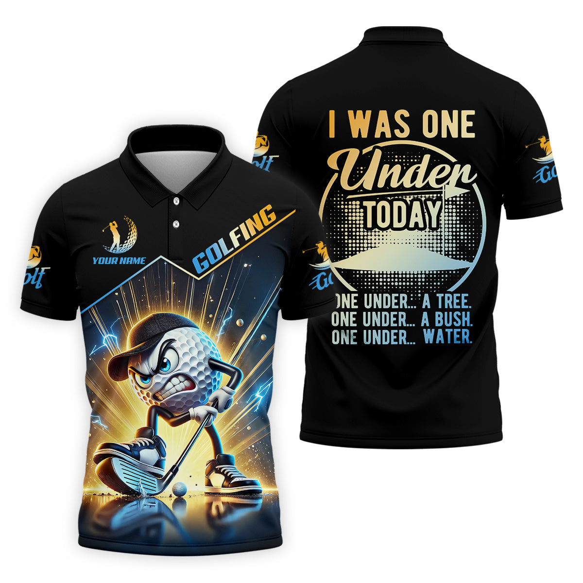 I Was One Under Today Custom Men's Golf Polo ShirtFunny Golf Shirt, Dad Golf Gift