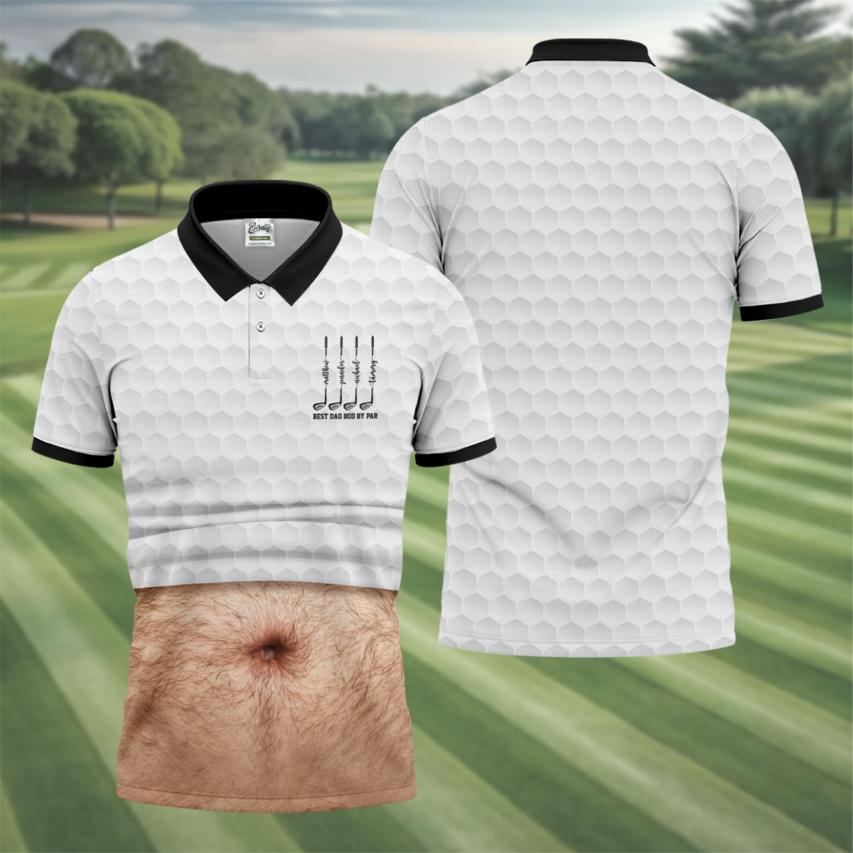 Best Dad Bod By Par White Men's Funny Golf Polo Shirtr's Day Golf Shirt, Golf Gift For Dad