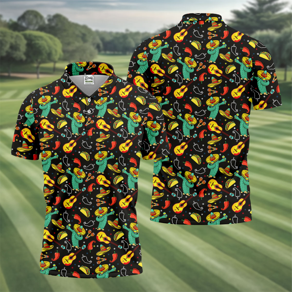 Funny Cactus Mexican Culture Traditions Golf Tops For Men, Cinco De Mayo Celebration Golf Shirts For Men