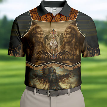 Spirit of the Ancestors Golf Tops For Men, Native American Ancestry Polo Shirtor Men, Indigenous Peoples Month
