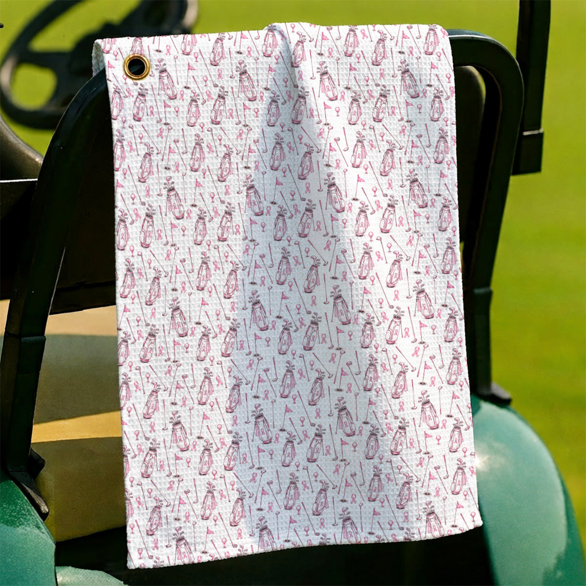 Breast Cancer Pattern Golf Towel, Pink Ribbon Golf Towels for Golf Lovers, Support Breast Cancer Awareness Gift