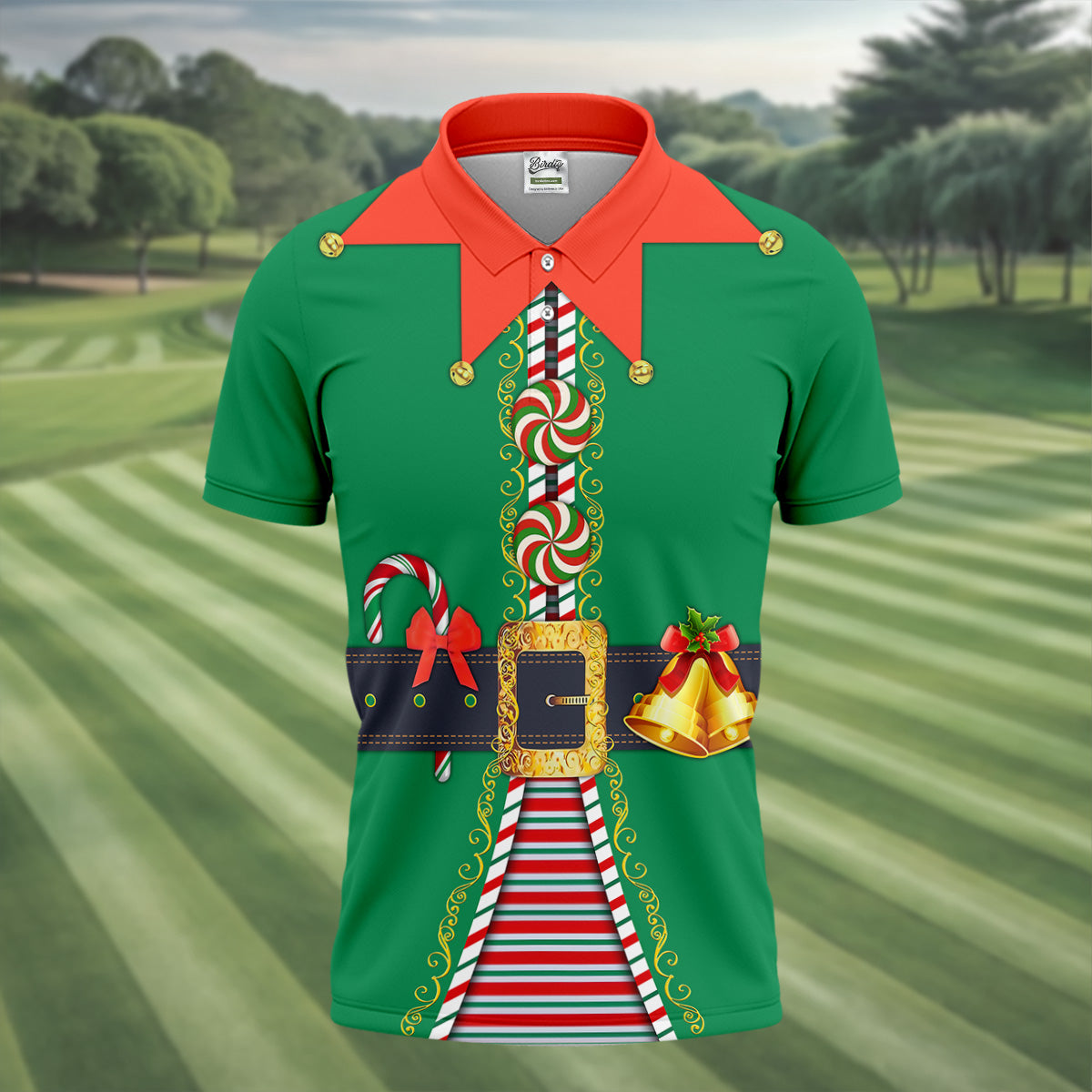 Funny Christmas Elf Golf Tops For Men, Christmas Golf Shirt, Polo ShirtFor Men, Christmas Golf Shirt