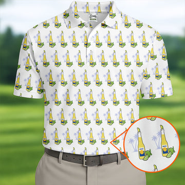Beer And Lime Palm Tree Pattern Tropical Golf Shirt, Golf Shirts For Men, Polo ShirtFor Men