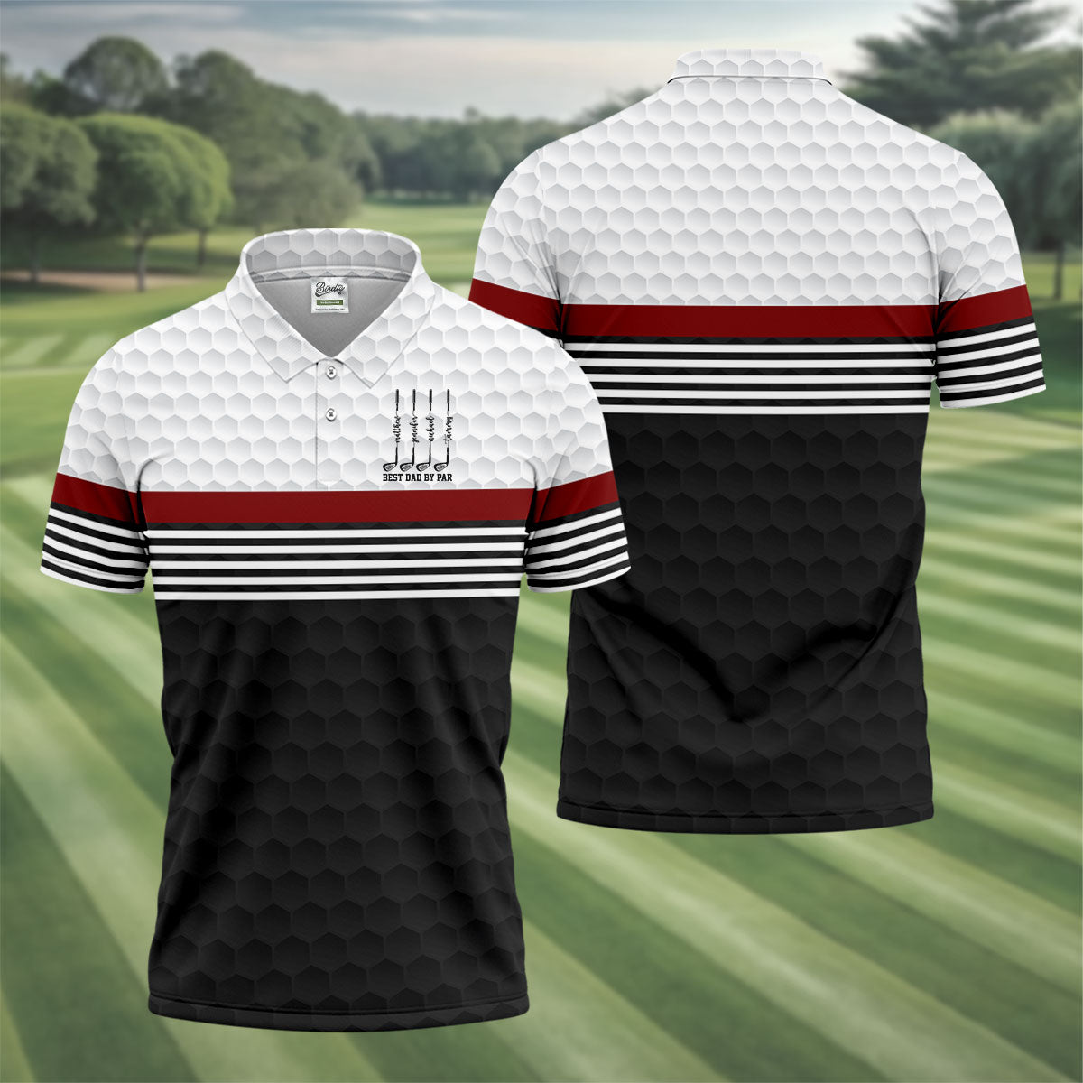 Best Dad By Par Golf Ball Pattern Father's Day Golf Shirt, Golf Gift For Dad, Polo Shirtor Men