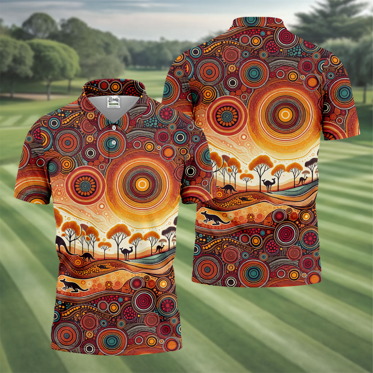 Australian Aboriginal Colourful Art Golf Tops For Men, Australia Kangaroo Polo Shirtor Men