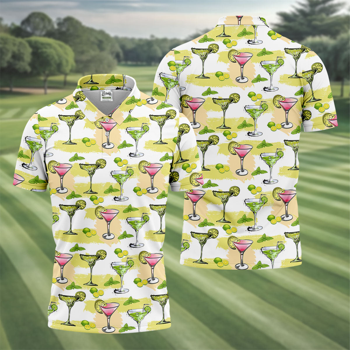 Cocktail Margarita Summer Party Men's Polo ShirtCinco De Mayo Celebration Fiesta Golf Shirt For Men