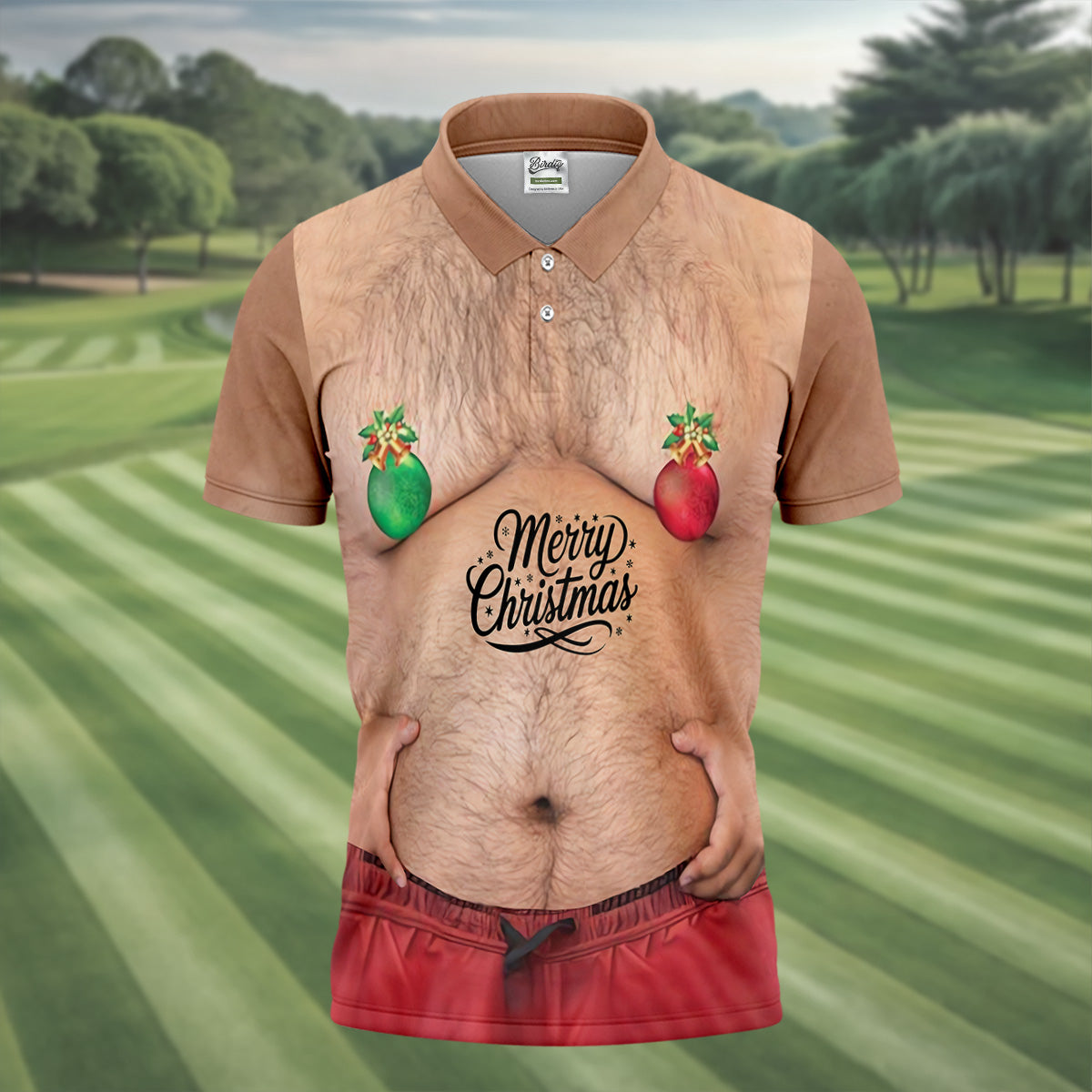Funny Ugly Hairy Belly Golf Tops For Men, Christmas Golf Shirt, Polo ShirtFor Men, Golf Shirts For Men