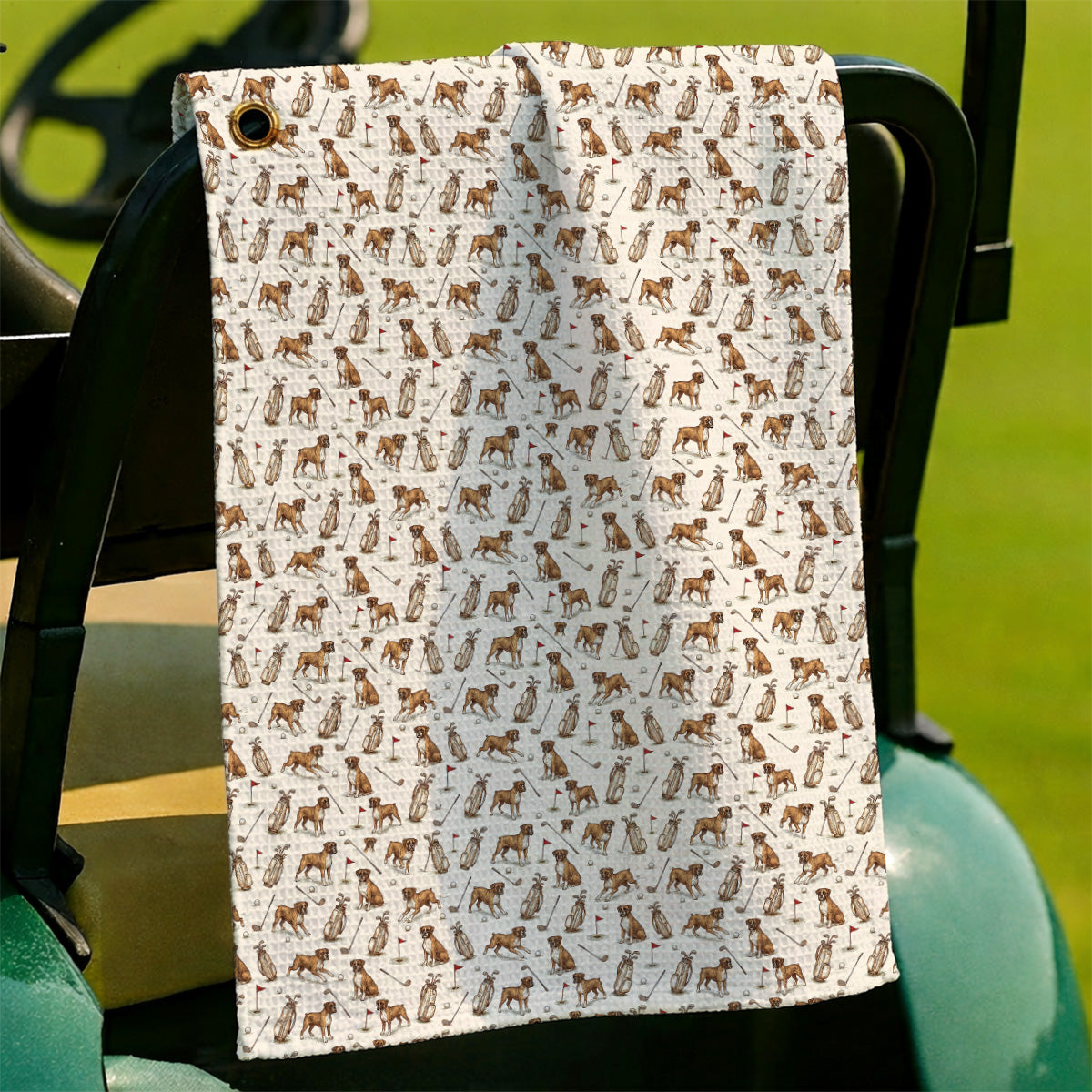 Boxer Autumn Golf Towel, Boxer Pattern Golf Towels for Dog Lovers, Crazy Golf Gift for Golfers