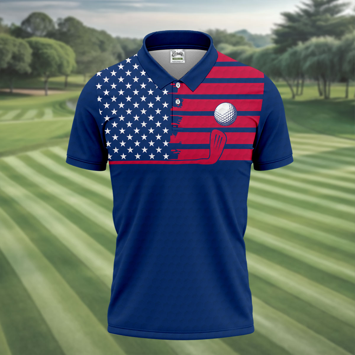 Stop Looking At My Putt US Flag Pattern Funny Golf Shirt, 250 Years 4th Of July Patriotic Golf Shirts For Men