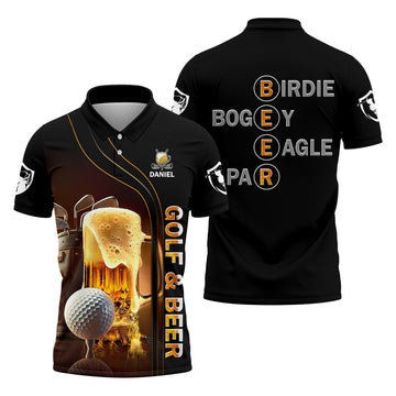 Golf And Beer Custom Men's Golf T-Shirt, Funny Golf Shirt, Gift For Golfers