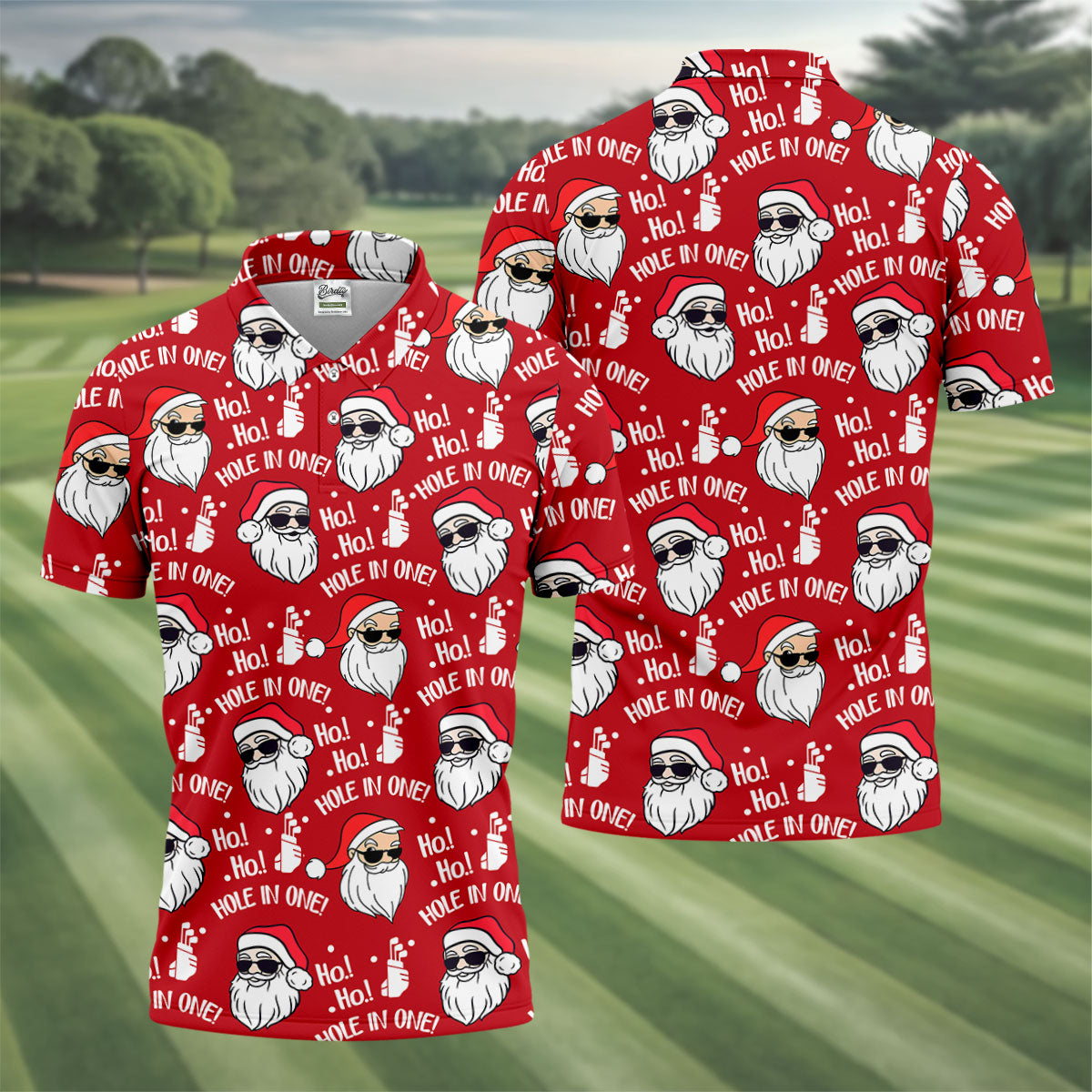 Ho Ho Hole In One Funny Santa Red Christmas Golf Tops For Men, Christmas Golf Shirt, Polo Shirtor Men