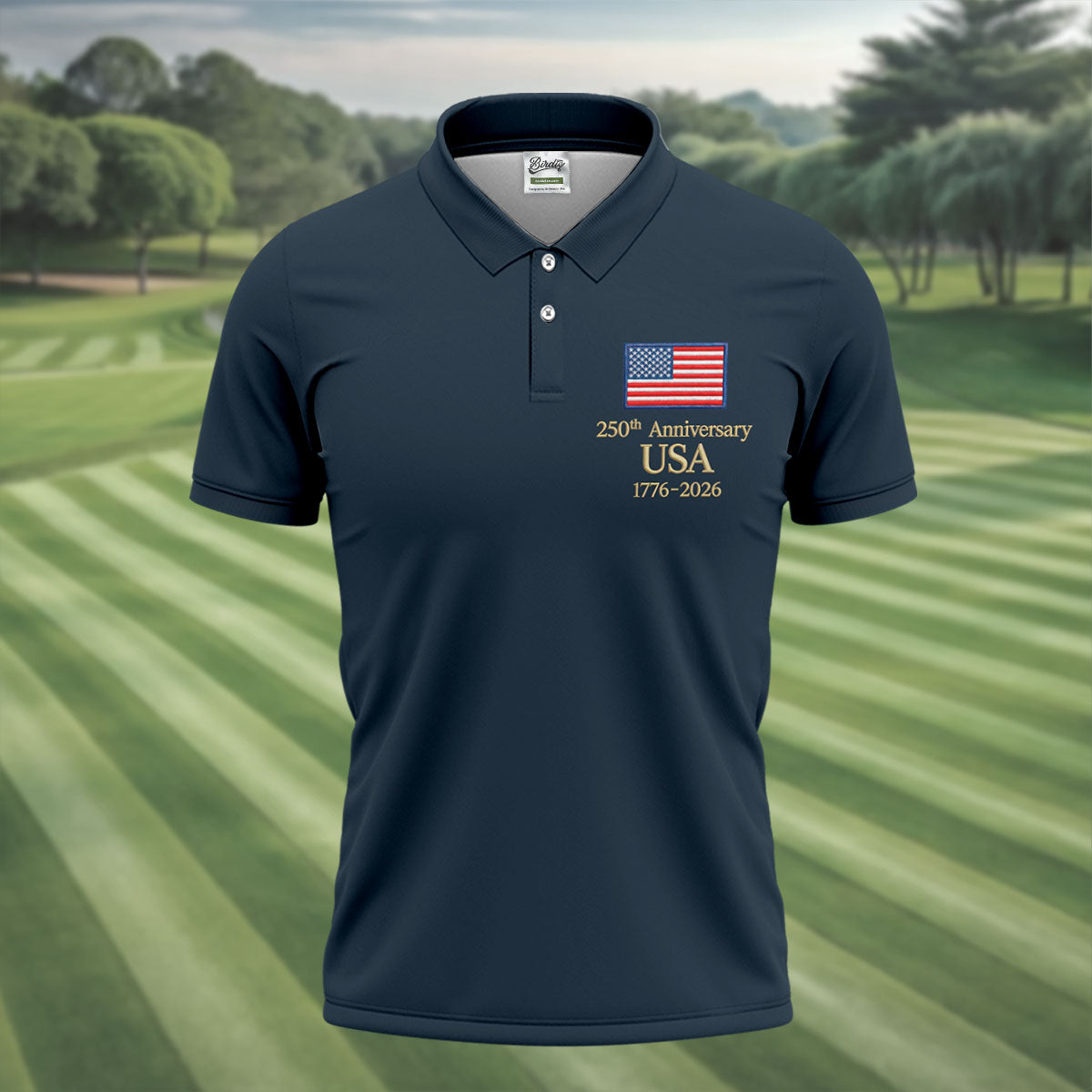 250th Anniversary USA Flag Logo 4th Of July Golf Shirt, Vintage Patriot Golf Shirts For Men