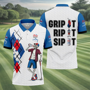 Fore Right Funny Skeleton Golf And Beer Red White Men's Funny Golf Shirts, Polo ShirtFor Men