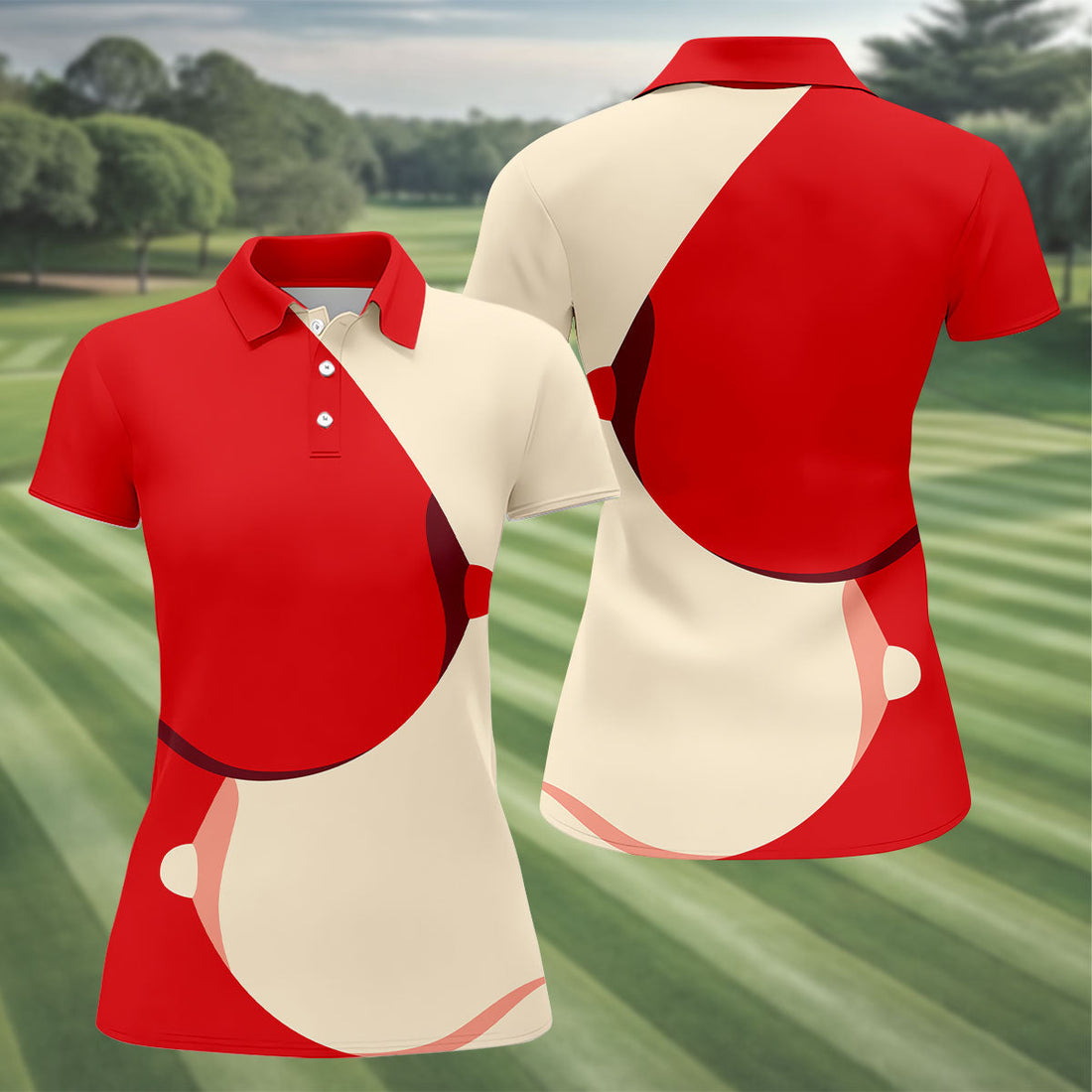 Santa Claus Belly Christmas Design Golf Shirt, Women's Golf Shirt, Hawaiian Golf Shirt, Golf Polo For Women