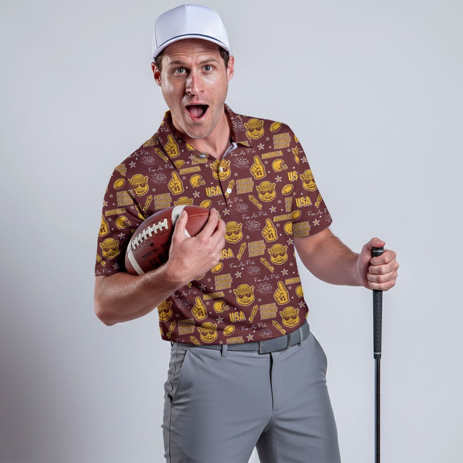 Major Tuddy Burgundy And Gold Sport Polo, American Football League Gift Ideas For Football Fans