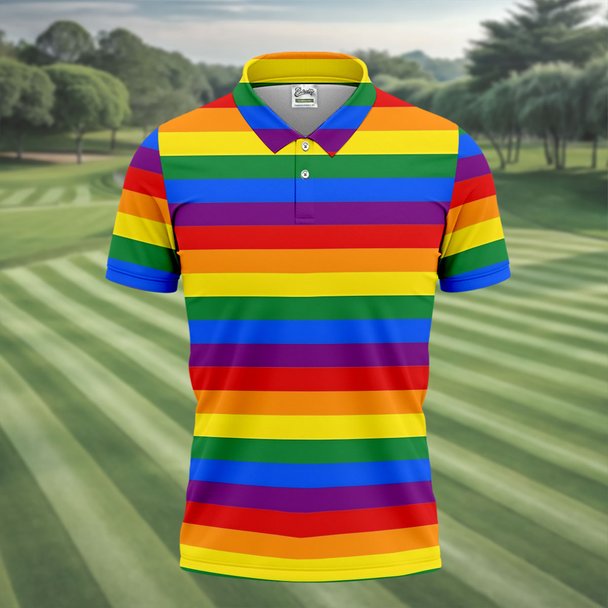 LGBT Rainbow Flag Golf Tops For Men, Gay Pride Month Celebrate Golf Shirts For Men