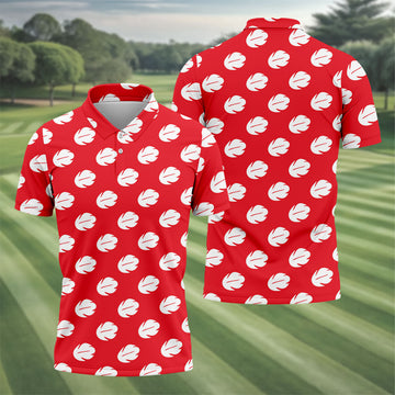 Red Tropical Leaf Hawaiian Golf Shirt, Mens Golf Polo, Golf Shirts For Men