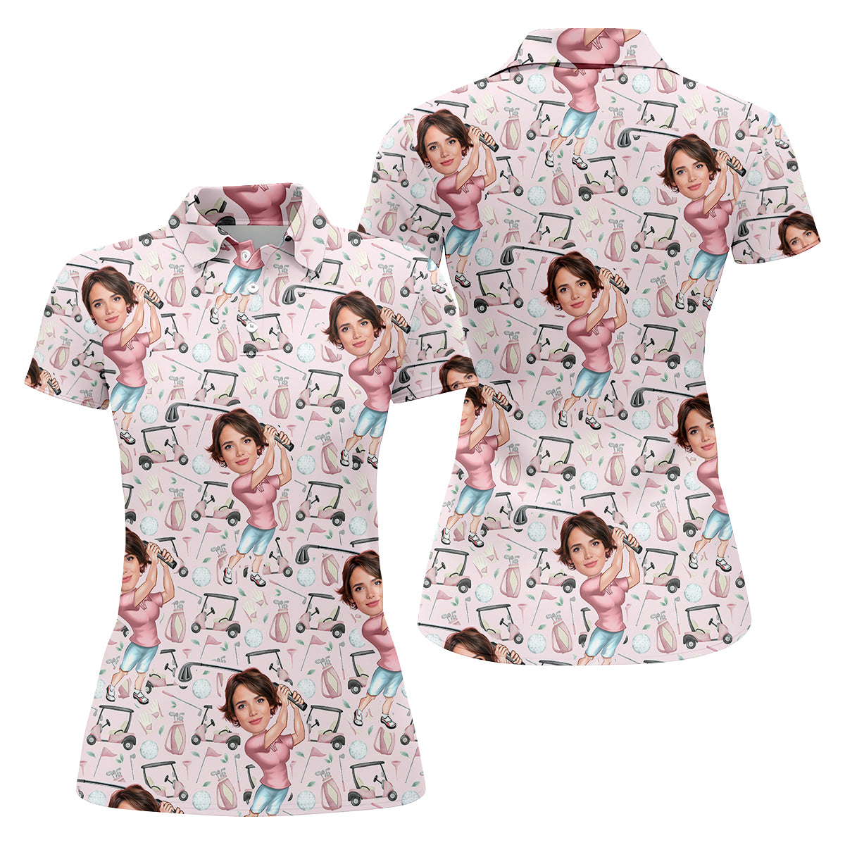 Custom Photo Golf Shirt, Funny Womens Golf Polo ShirtMothers Day Shirt