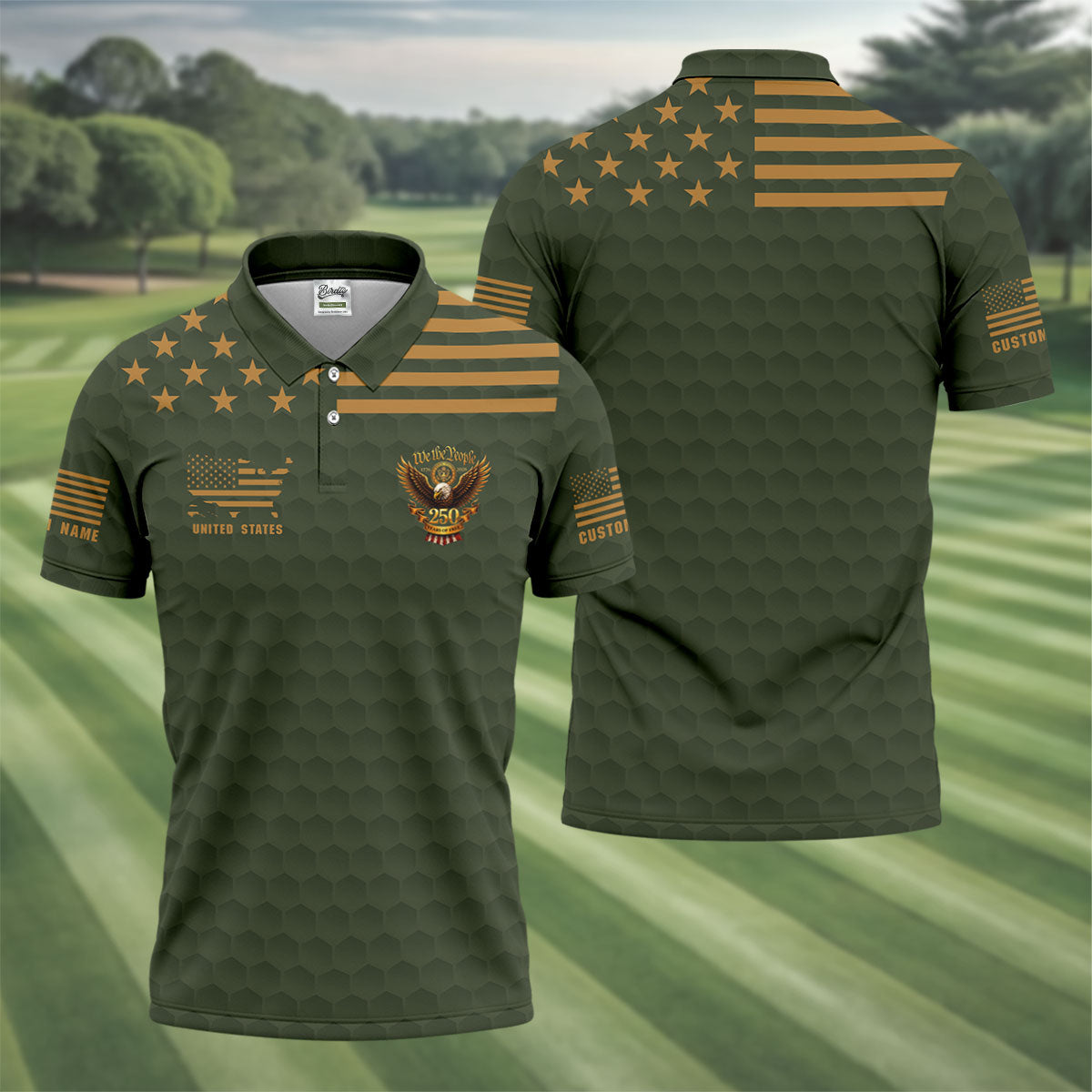 Army Veteran We The People 250 Years Of Free 4th Of July Golf Shirt, Golf Shirts For Men