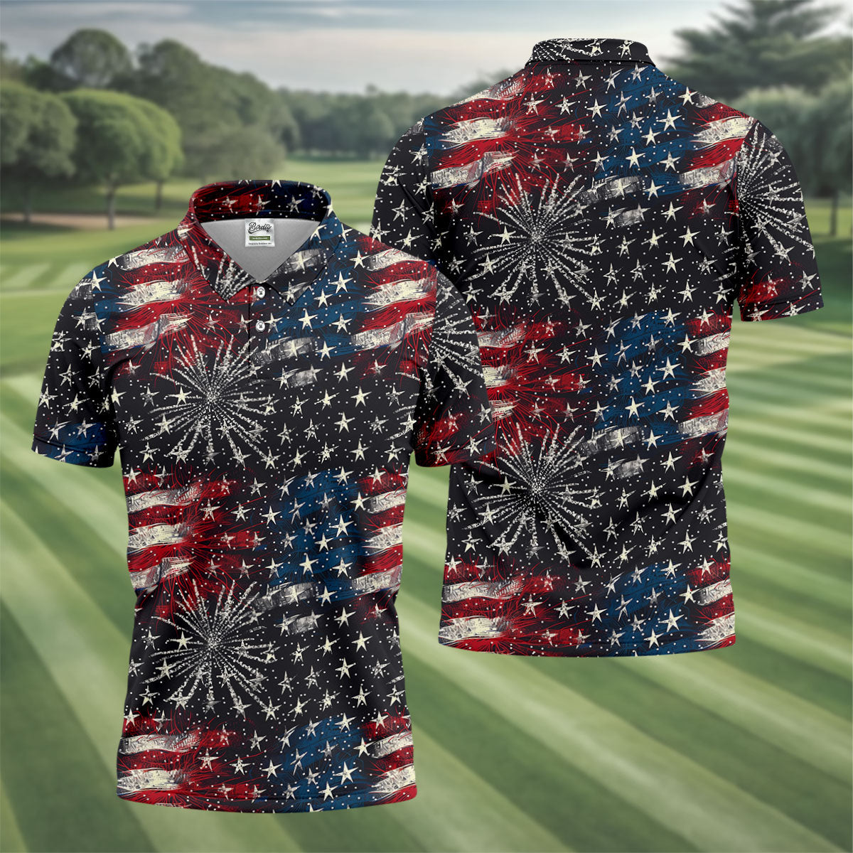Patriotic American Flag Distressed Color 4th Of July Golf Shirts For Men, 250th Anniversary Polo ShirtFor Men