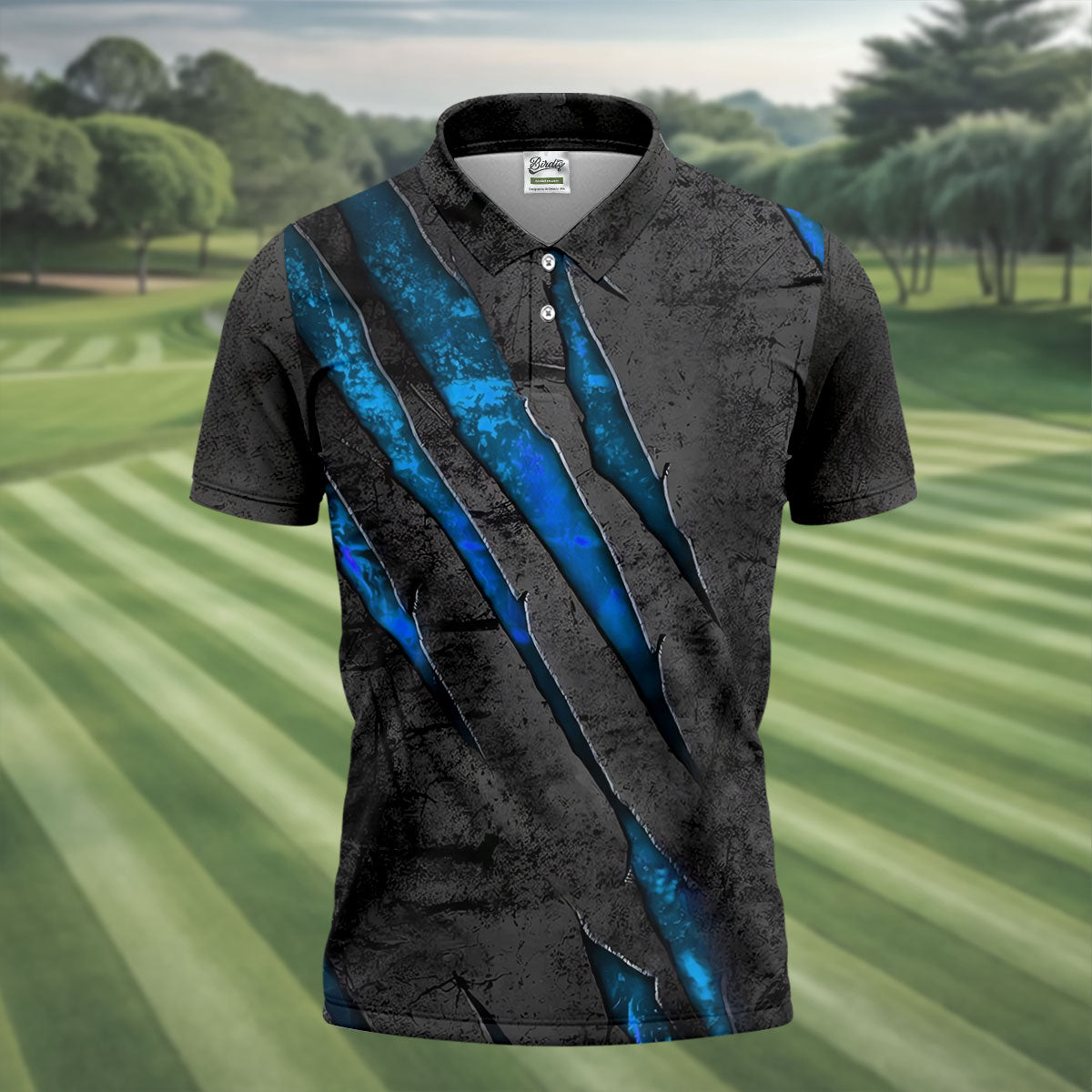 Blue Claw Marks Hawaiian Golf Shirt, Scratch Print Men's Golf Shirt, Polo Shirts For Men