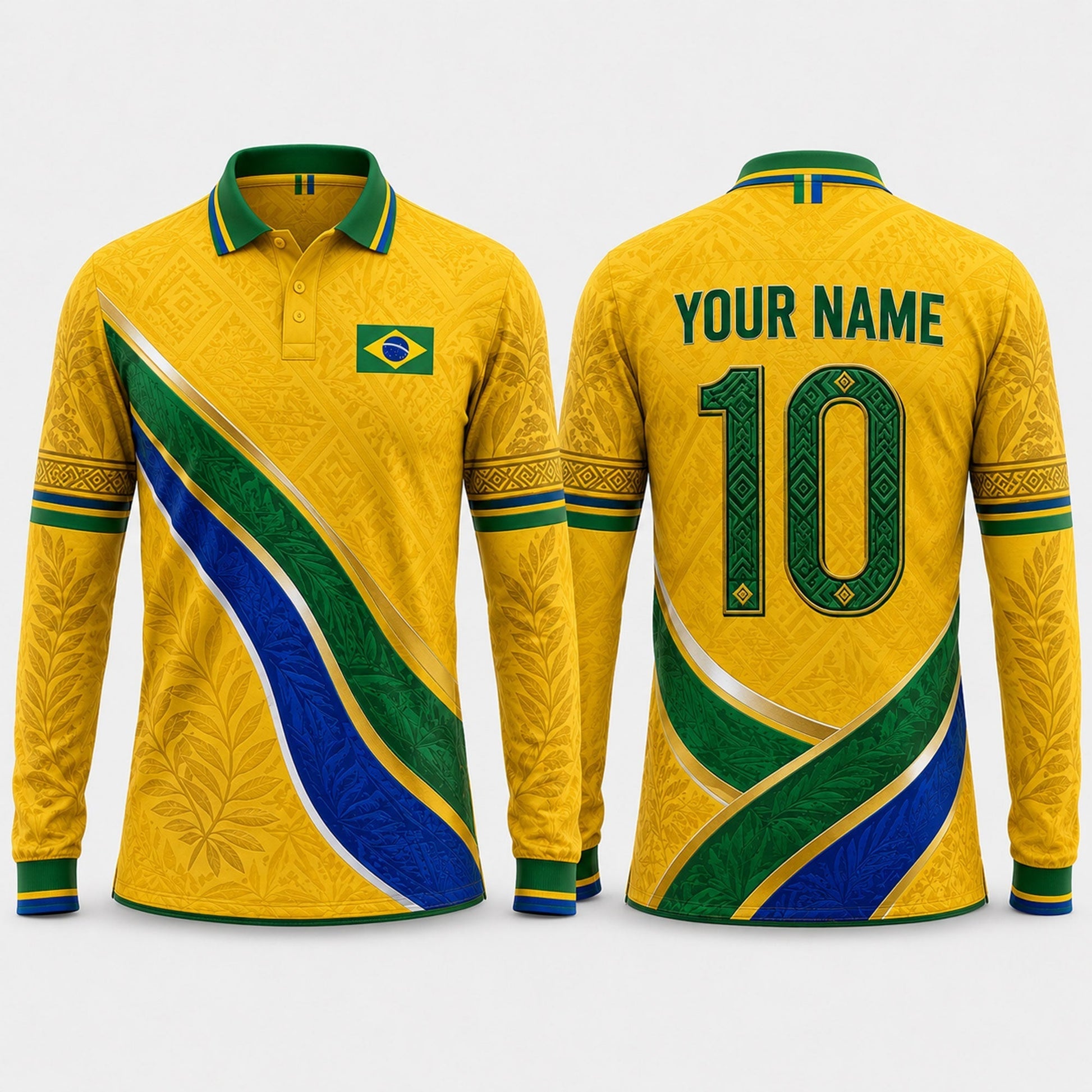 Yellow Green Brazil Fooball Shirt, V-NeckMen Football Lover, Soccer Game Day Football Gifts