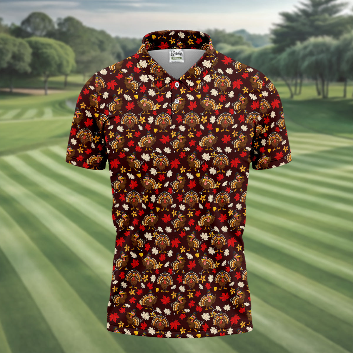 Funny Thanksgiving Turkey Golf Pose Golf Tops For Men, Polo Shirtor Men, Golf Gift For Men