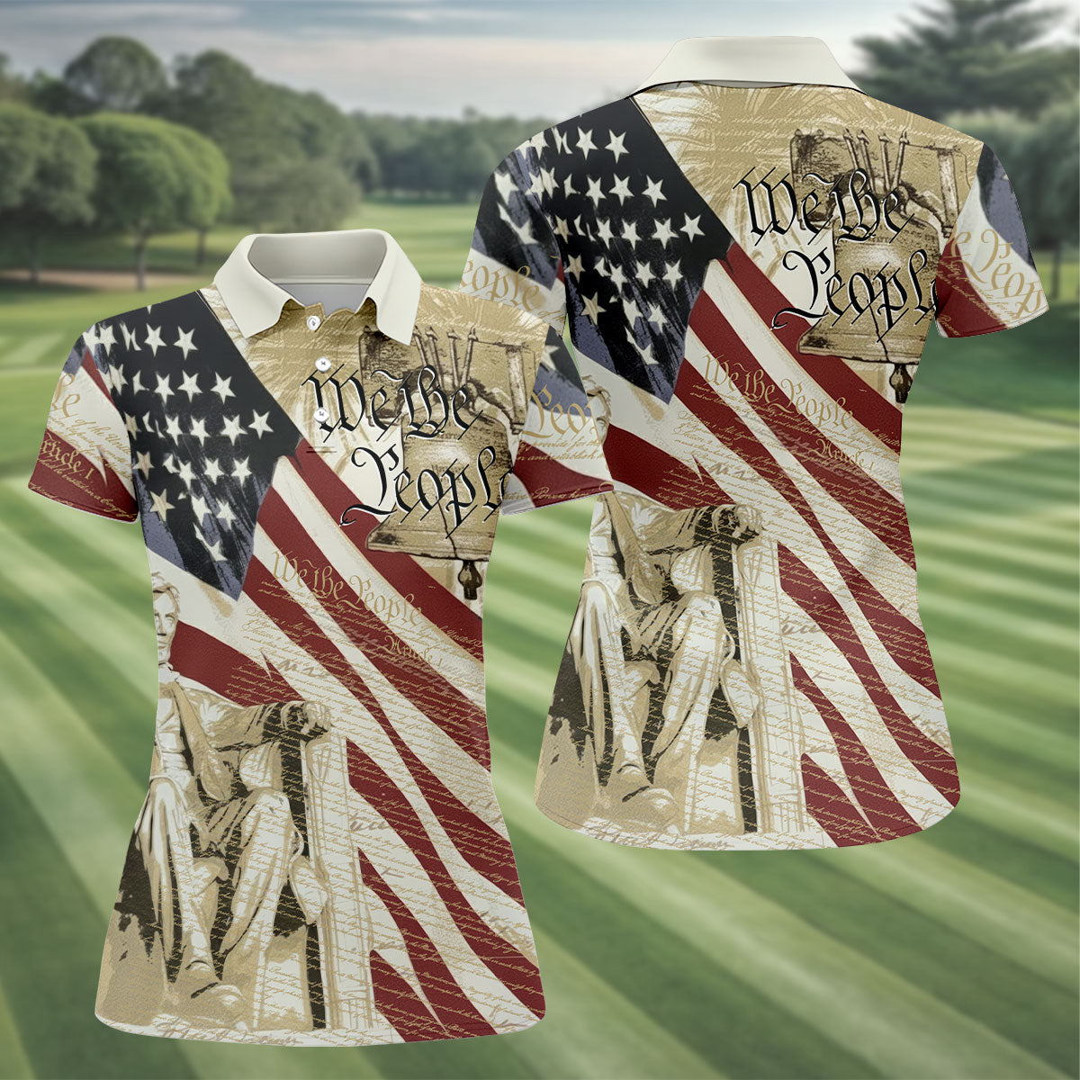 We The People American Flag 4th Of July Patriotic Golf Shirt, 250th Anniversary Women's Golf Tops