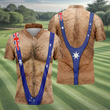 Australia Flag Print Fun Golf Shirt, Men's Golf Top, Polo Shirtor Men, Golf Shirts For Men